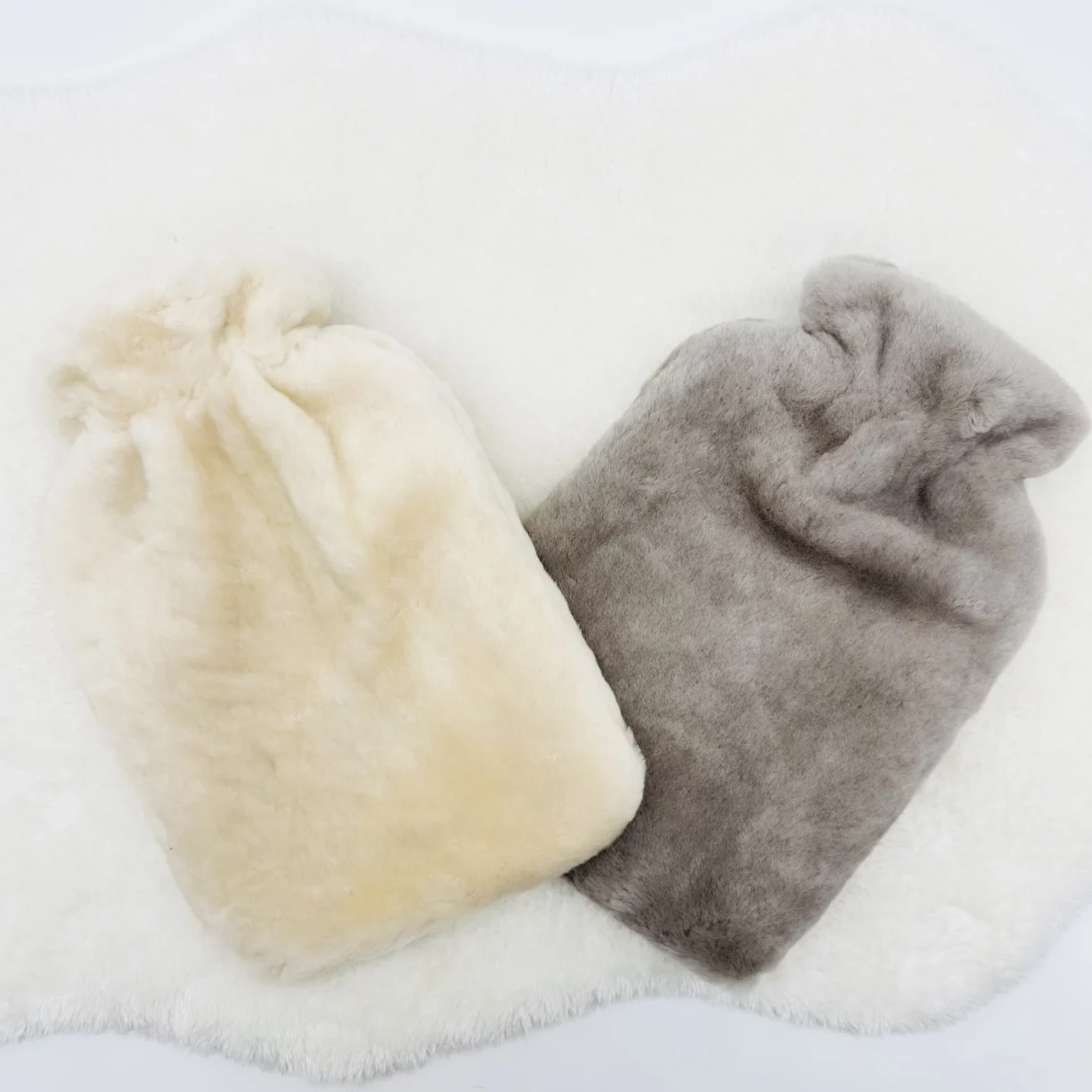 Sheepskin Hot Water Bottle Soft Grey
